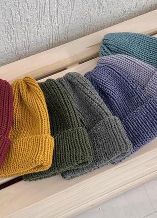 Женская зимняя вязаная шапка бини3 фото