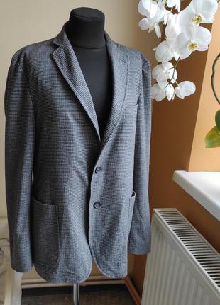Теплый пиджак messagerie италия шерсть с мужского плеча гусиная лапка6 фото