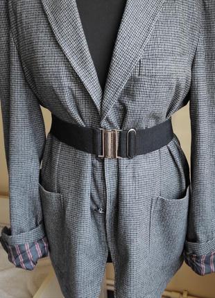 Теплый пиджак messagerie италия шерсть с мужского плеча гусиная лапка4 фото