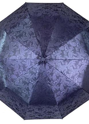 Женский фиолетовый зонт-полуавтомат с плотной тканью жакард