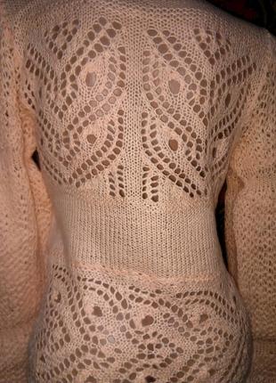 Шикарний ніжний ексклюзивний светр ажурною в'язки з вишивкою бісером6 фото