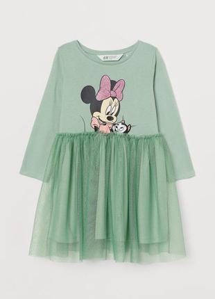 Блестящее платье с тюлевой юбкой h&m disney minnie mouse; минни маус дисней 134-140см