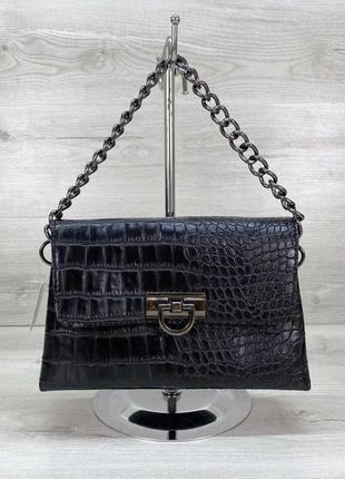 Женская сумка клатч «келли» черная5 фото