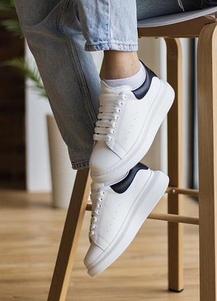 Кросівки шкіряні alexander mcqueen white black leather❤️