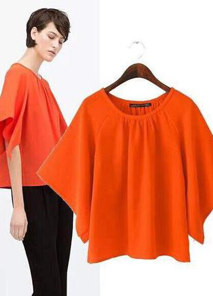 Оранжевая блуза с рукавами zara zara6 фото
