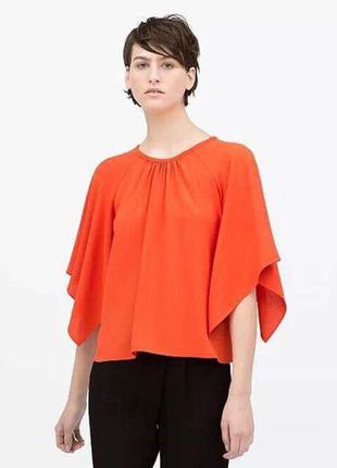 Оранжевая блуза с рукавами zara zara1 фото