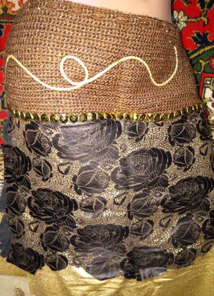 Шикарная кожаная эксклюзивная юбка комбинированная с натуральной перфорированной кожей