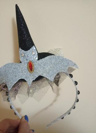Ободок на праздник хеллоуин шляпка летучая мышь2 фото