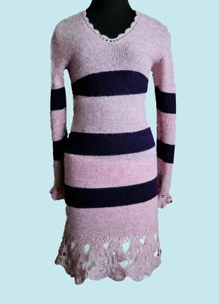 Вязаное шерстяное платье ручной работы