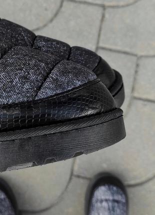 Чорні під джинс дутики автоледі уггі осінні шкіряні мокасини кросівки на хутрі4 фото