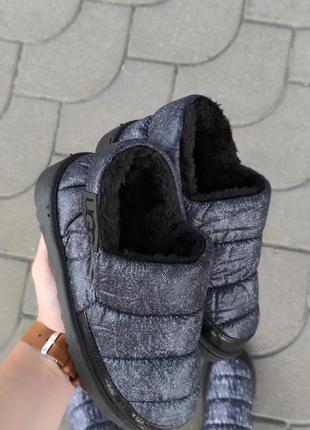 Чорні під джинс дутики автоледі уггі осінні шкіряні мокасини кросівки на хутрі3 фото
