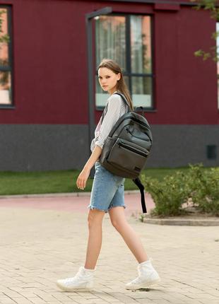 Графітовий великий і стильний молодіжний рюкзак для дівчини2 фото