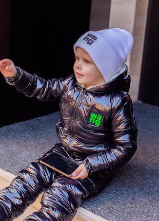 Зимовий дитячий костюм з плащової тканини монклер5 фото