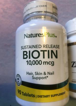 Біотин biotin, nature's plus, 10000 мкг, 90 таблеток