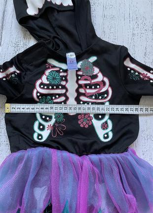 Крутий карнавальний костюм, комбінезон скелет спідниця фатин з капюшоном george 1-1,5 року6 фото