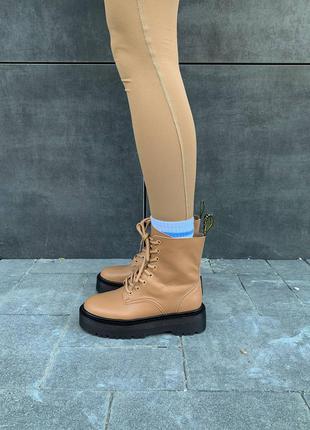 Dr martens jadon beige, женские бежевые ботинки весна-осень доктор мартинс жадон на платформе3 фото