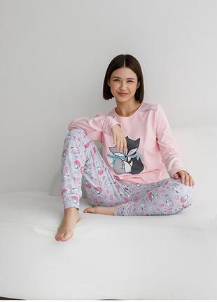 Пижама женская с штанами лисички 9054