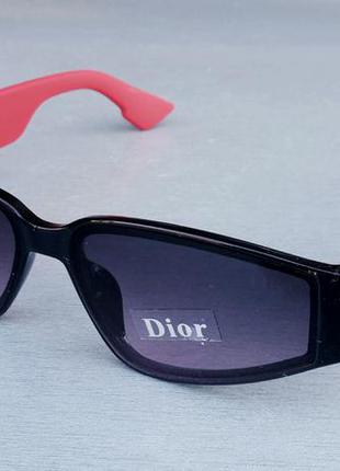 Christian dior очки женские солнцезащитные модные узкие черные с красными дужками1 фото