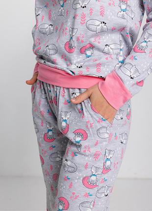 Пижама женская с штанами лисички 90534 фото