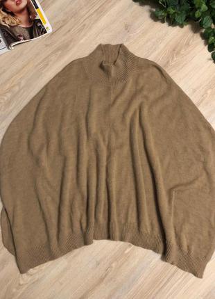 Тёплое стильное пончо накидка джемпер