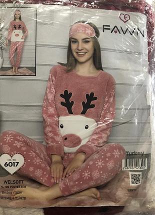 Набір для дому та сну fawn фліс+махра. кофта та штани