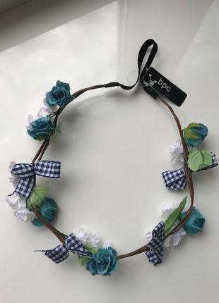 Веночек обруч для волос  в стиле октоберфест с  цветочками