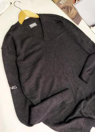 !! 💯мериносовая шерсть!! базовый шерстяной серый джемпер свитер оверсайз!!