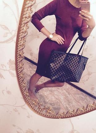 Платье миди баклажанового цвета р.10