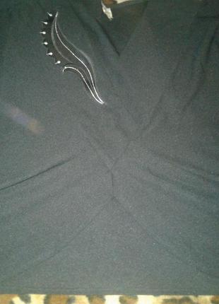 Индия оригинальная блуза кофта черная с v-образным вырезом снизу и сверху 50-54р4 фото