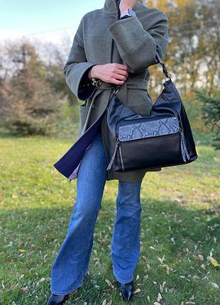 Сумка жіноча зі зміїною вставкою dudlin італія s00-0157