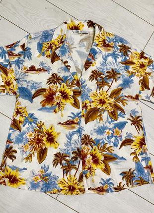 Zara сорочка блузка в білизняному і тропічному стилі зара