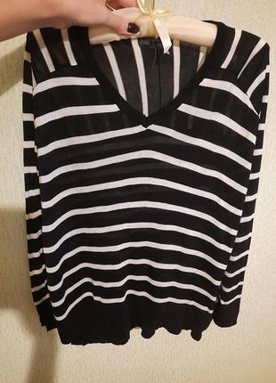 Тонкая кофта свитерок оверсайз в полоску