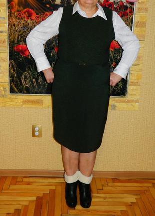 Костюм женский юбка и жилетка темно зеленый р. 50-521 фото