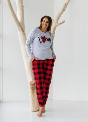 Батальний комплект з червоними штанами в клітку - love
