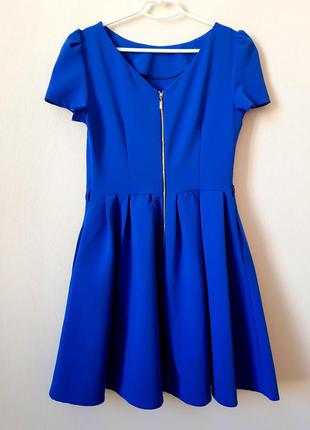 Сукня з спідницею полусолнце колір синій електрик розмір м на новий рік корпоратив побачення ресторан4 фото