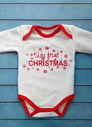 Теплий новорічний дитячий боді