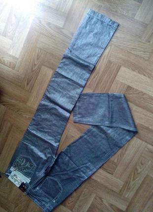 Серебристые тонкие брючки/джинсы,есть три размера! остатки, sale5 фото