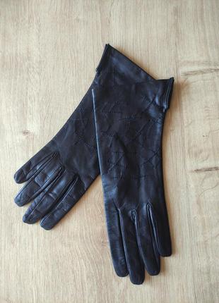 Стильні жіночі шкіряні подовжені рукавички, німеччина, р. 6,51 фото