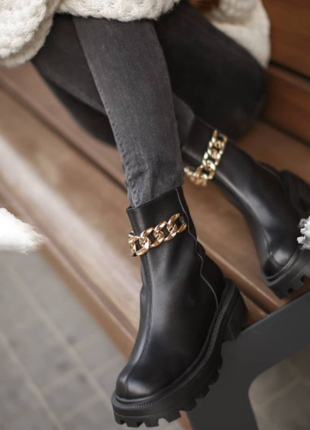 Эксклюзивные кожаные женские ботинки с цепью,любой цвет!5 фото
