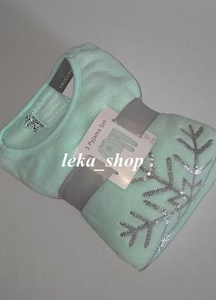 Пижама теплая на девочку велсофт пушистый флис primark family look 2