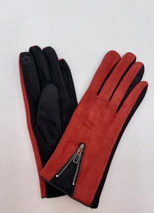 Кораловые рукавички італія осінні touch screen1 фото