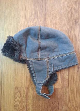 Шапка-ушанка mothercare, серая, 1-3 года