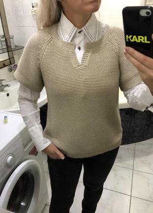 Нюдовый пуловер , короткий рукав , caroll5 фото