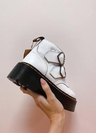 Женские белые кожаные низкие термо ботинки осень, евро-зима dr. martens devon🆕4 фото