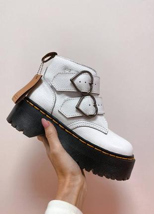 Женские белые кожаные низкие термо ботинки осень, евро-зима dr. martens devon🆕