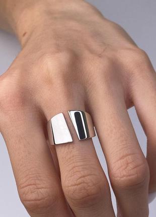Серебряное кольцо 925, родированное серебро, геометрия1 фото
