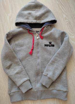 Теплая кофта спортивная, толстовка, кенгурушка с капюшоном на 5-6 лет на байке