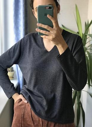 Кофта джемпер реглан дорогого бренду luisa cerano шовк, кашемір бавовна сірий графіт