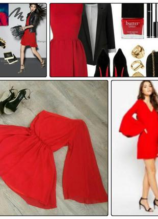 Шифоновое красное платье