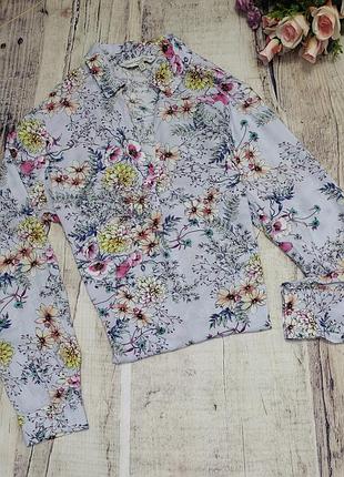 Красивая блузка рубашка котоновая в цветочный принт f&f